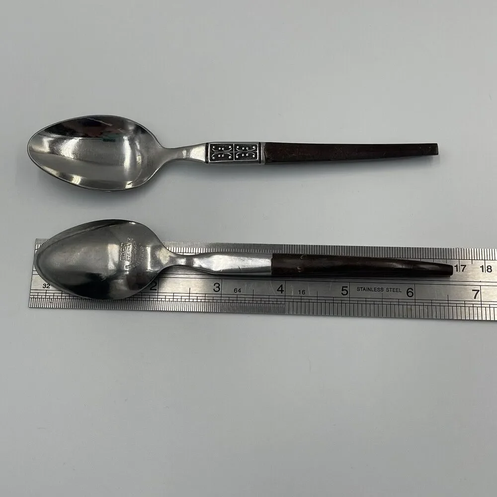 2 QTY Teaspoons EKCO Eterna La Joya MCM Japan Stainless Danish Replacement 6.5in